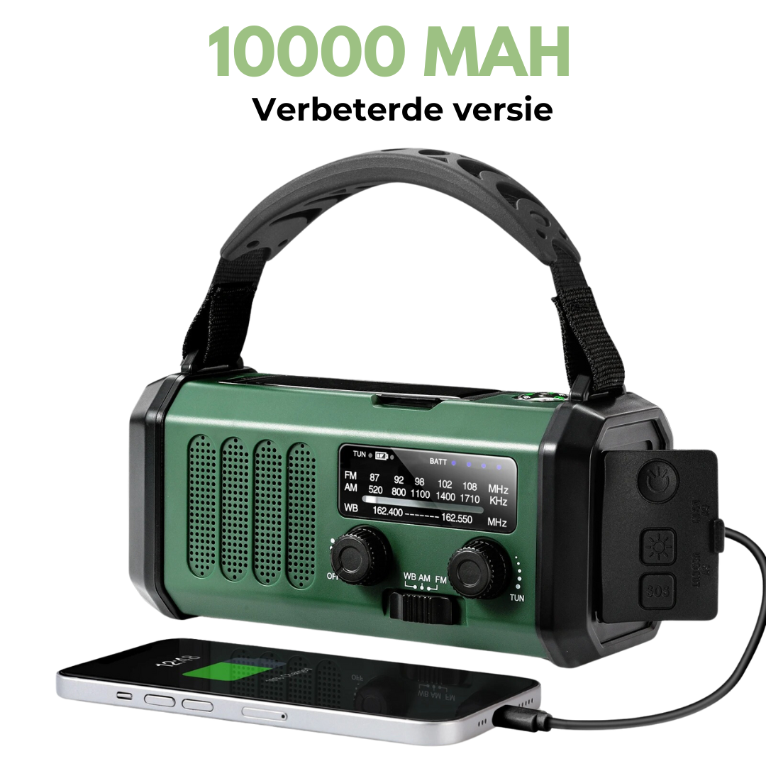 Professionele Noodradio - Opwindbaar & Solar - Krachtig en Duurzaam