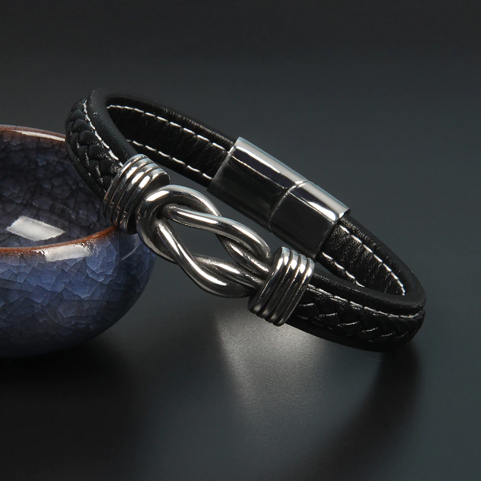 Infinity-Armband | Leer-Knoop-Armband