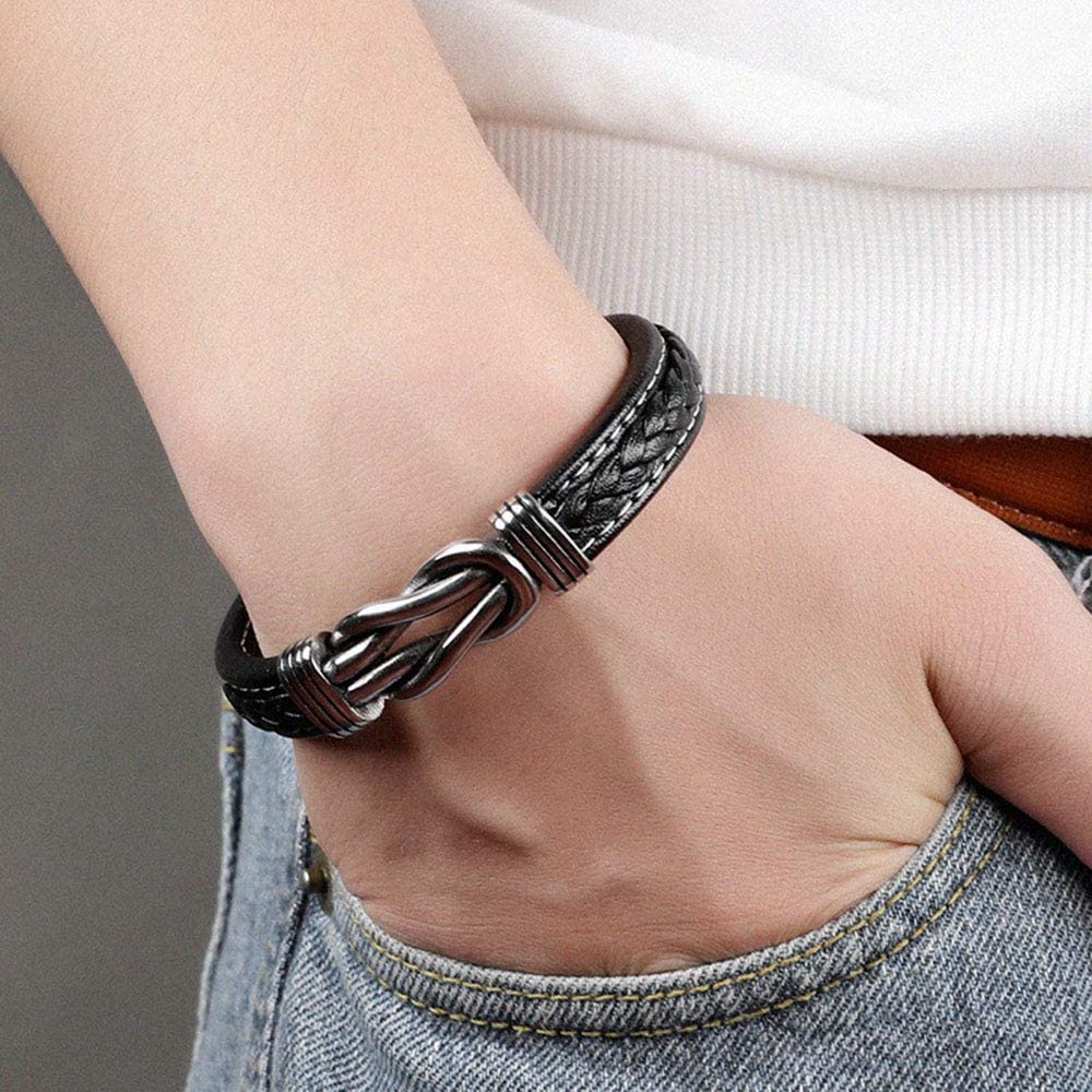 Infinity-Armband | Leer-Knoop-Armband