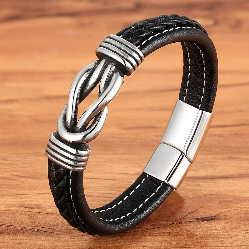 Infinity-Armband | Leer-Knoop-Armband