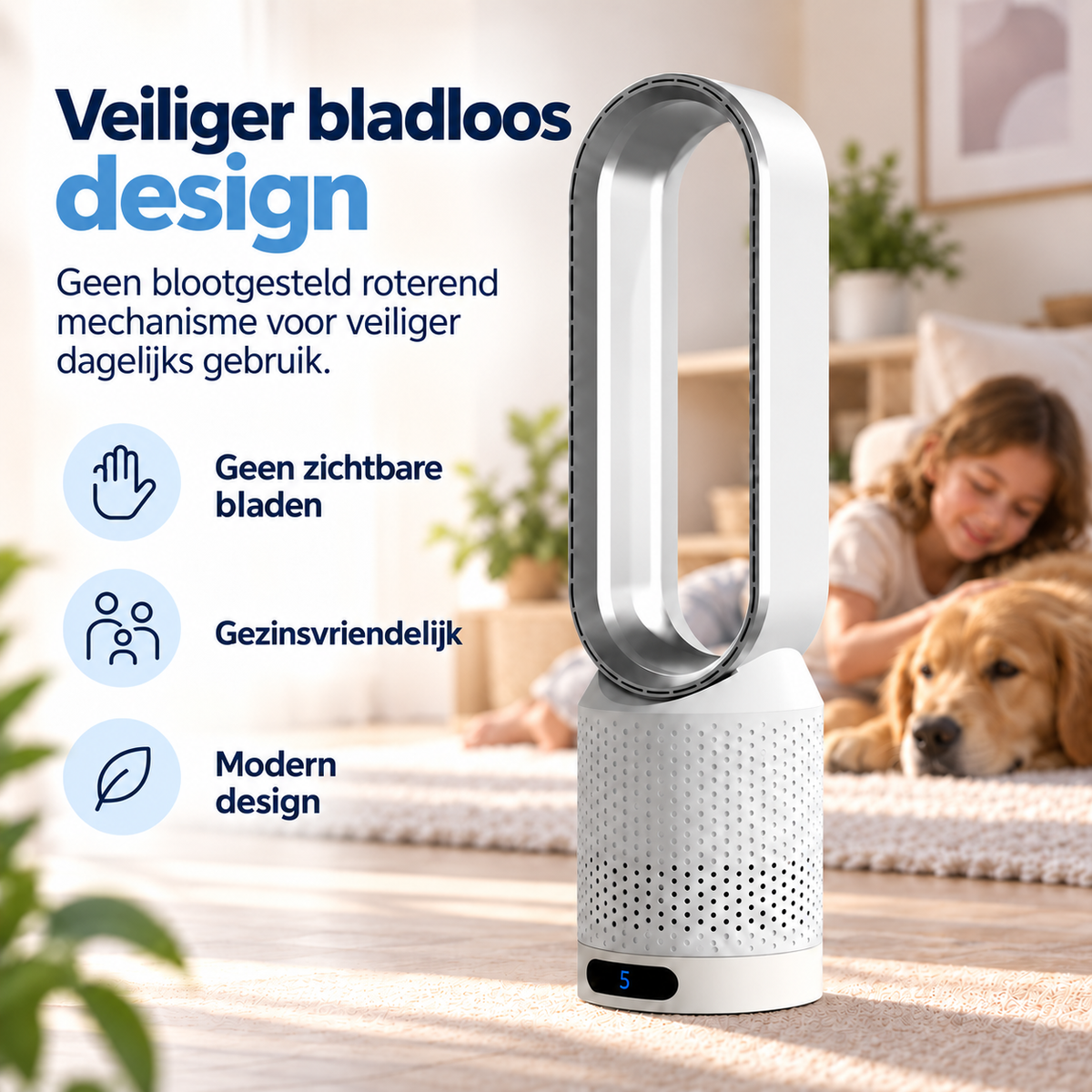 AirPure – Ultrafijne torenventilator zonder blad (< 32 dB)
