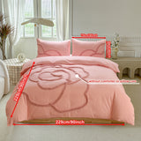 Tufted Beddengoed Set – Bedsprei en Kussenhoezen met Grote Bloemdesign