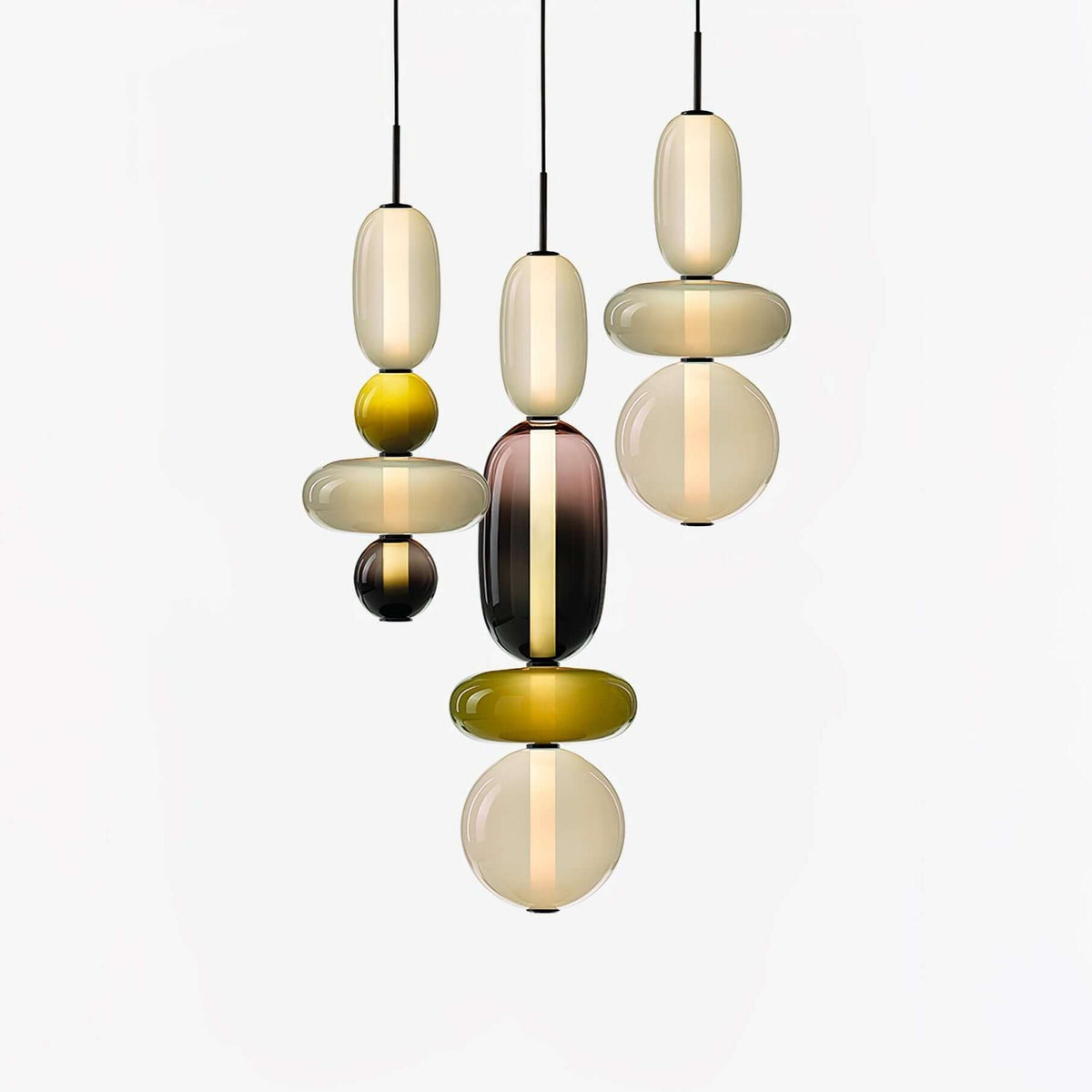 Moderne Hanglamp met Gekleurd Glas