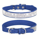 Verstelbare Leren Hondenhalsband met Strass – Sterk en Duurzaam