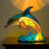 Vibrante Glas-in-lood Dierlampen – Artistieke Tafeldecoratie