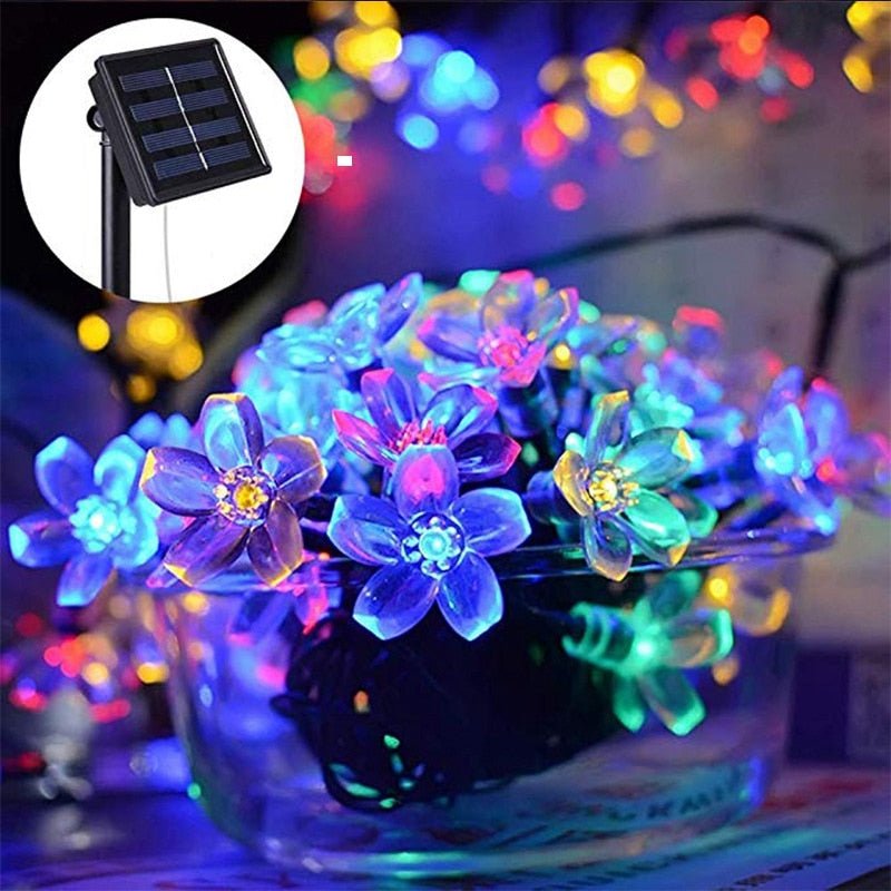 Solar Sakura Blossoms LED String Lights for Garden Decor