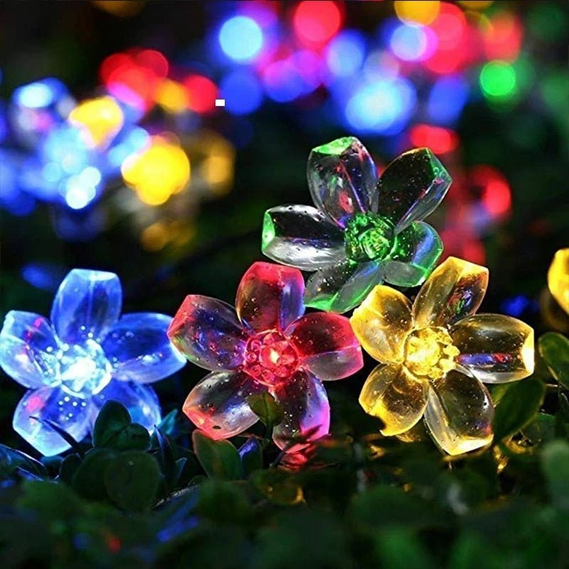 Solar Sakura Blossoms LED String Lights for Garden Decor