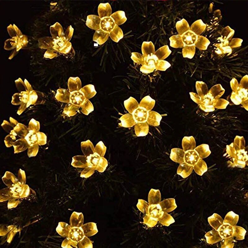 Solar Sakura Blossoms LED String Lights for Garden Decor