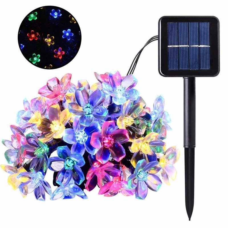 Solar Sakura Blossoms LED String Lights for Garden Decor