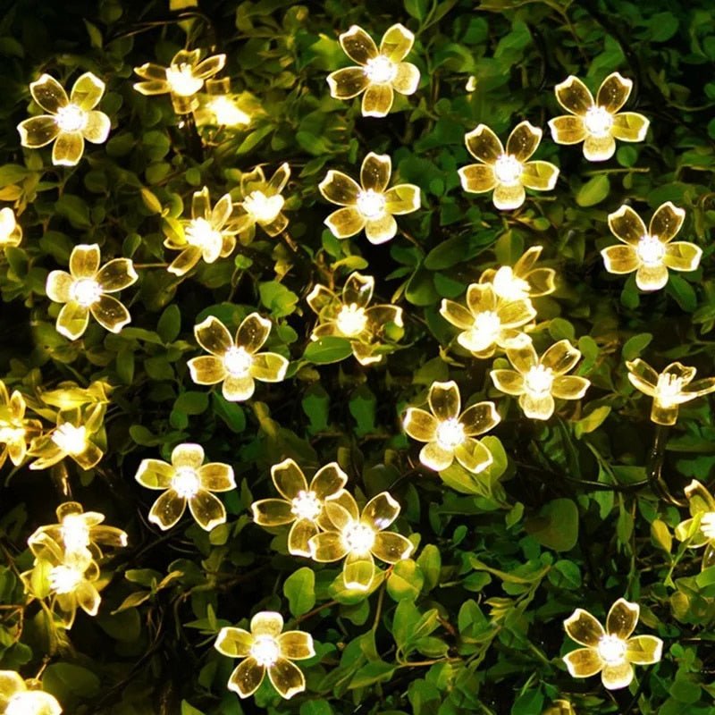 Solar Sakura Blossoms LED String Lights for Garden Decor