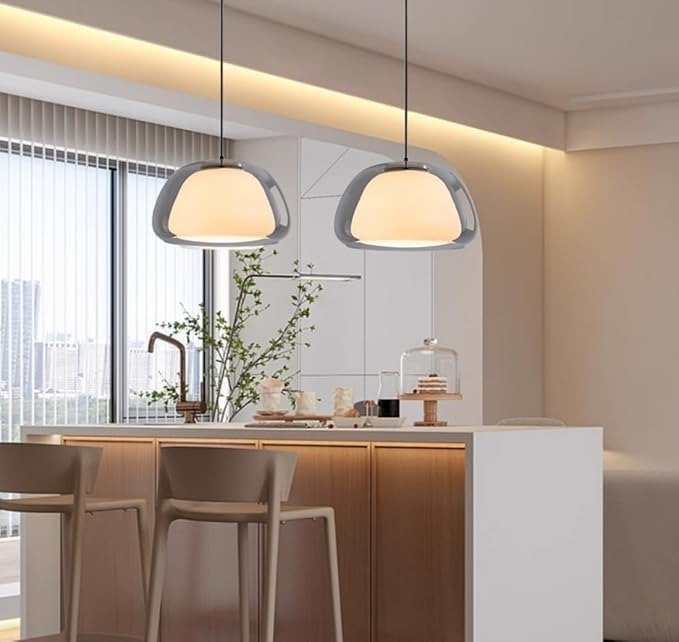 Moderne Jelly Hanglamp – Elegante Witte Glazen Kap met Verstelbare Daling