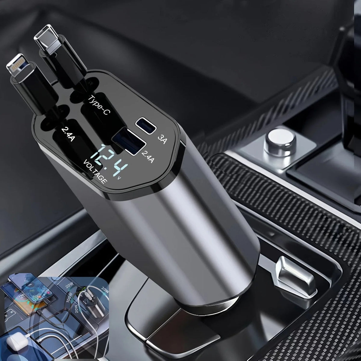 Compacte Opvouwbare Autolader – Handig en Efficiënt