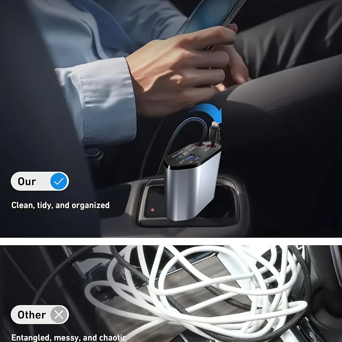 Compacte Opvouwbare Autolader – Handig en Efficiënt