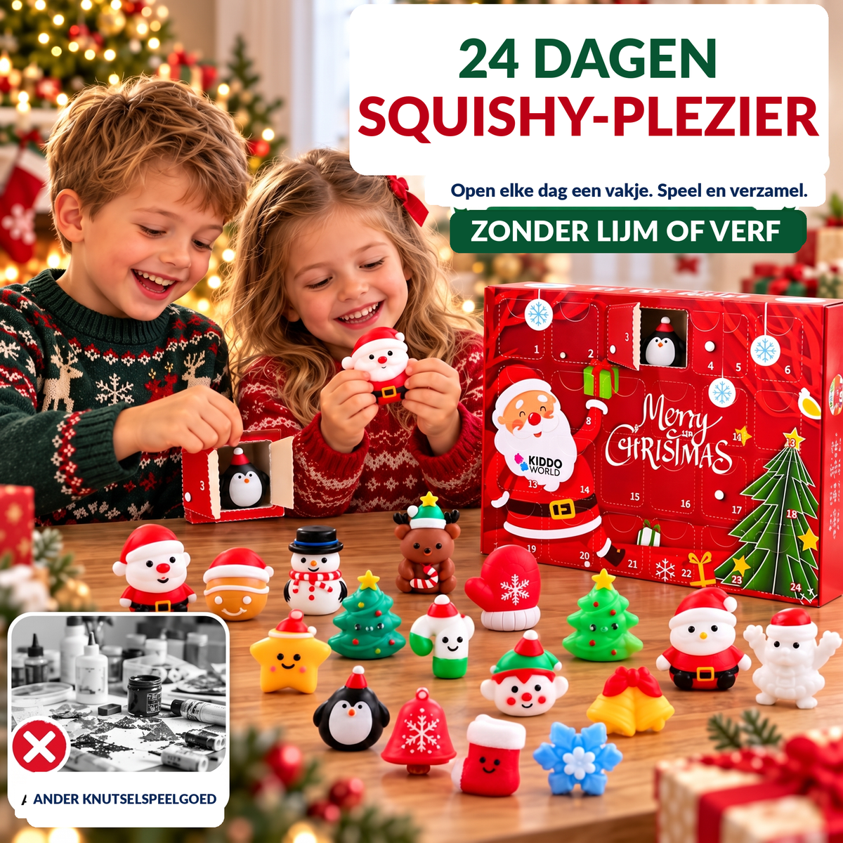 Kerst Squishy Adventskalender – 24 mysterieuze squishy speeltjes (3+ jaar)