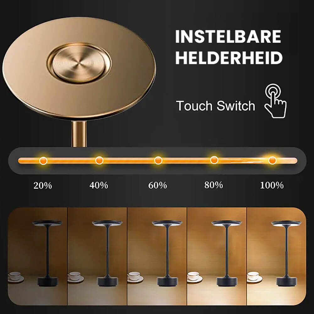 LuminLight | Draadloze LED Tafellamp Oplaadbaar Dimbaar