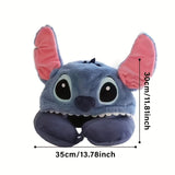 Pluche Stitch Reisnekkussen met Kap - Comfortabel U-Vormig Kussen met Oorkleppen