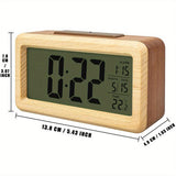 Houten Digitale Wekker – LED Display met Temperatuur en Datum