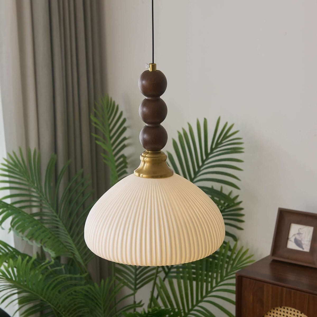 Hanglamp met Glas - Hout & Metaal