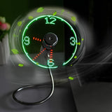 Draagbare USB LED Klokventilator met Tijdweergave