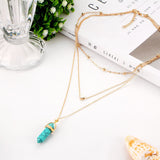 Natuurlijke Kristal-Hexagon Edelsteenketting – Aurora