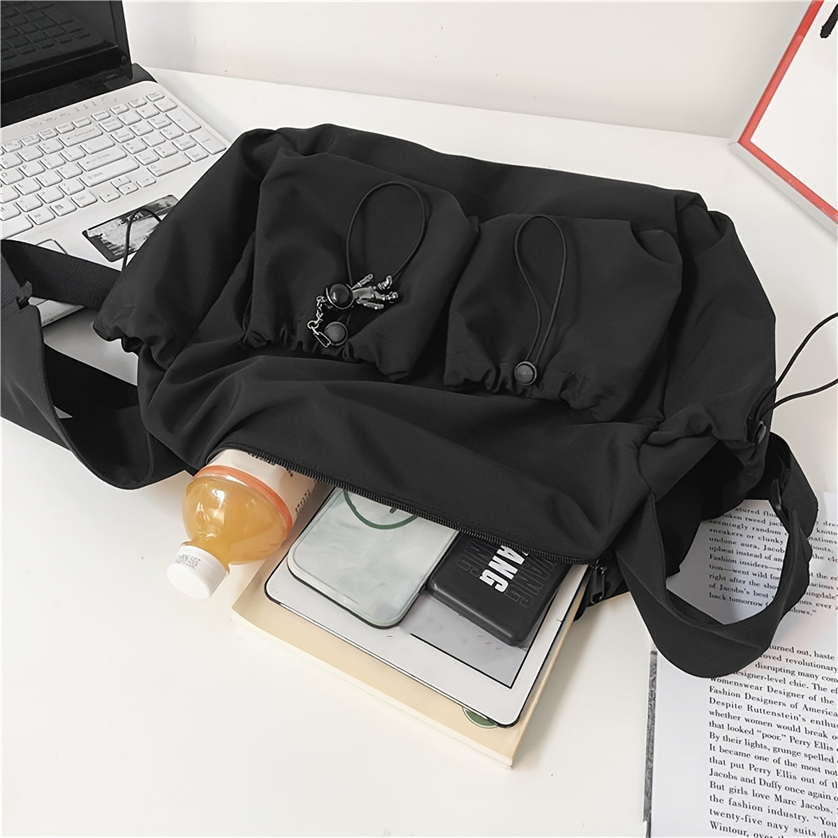 UrbanEase Crossbody Tas – Trekkoord Schoudertas met Grote Capaciteit