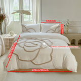 Tufted Beddengoed Set – Bedsprei en Kussenhoezen met Grote Bloemdesign