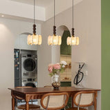 Hanglamp met Glas - Hout & Metaal