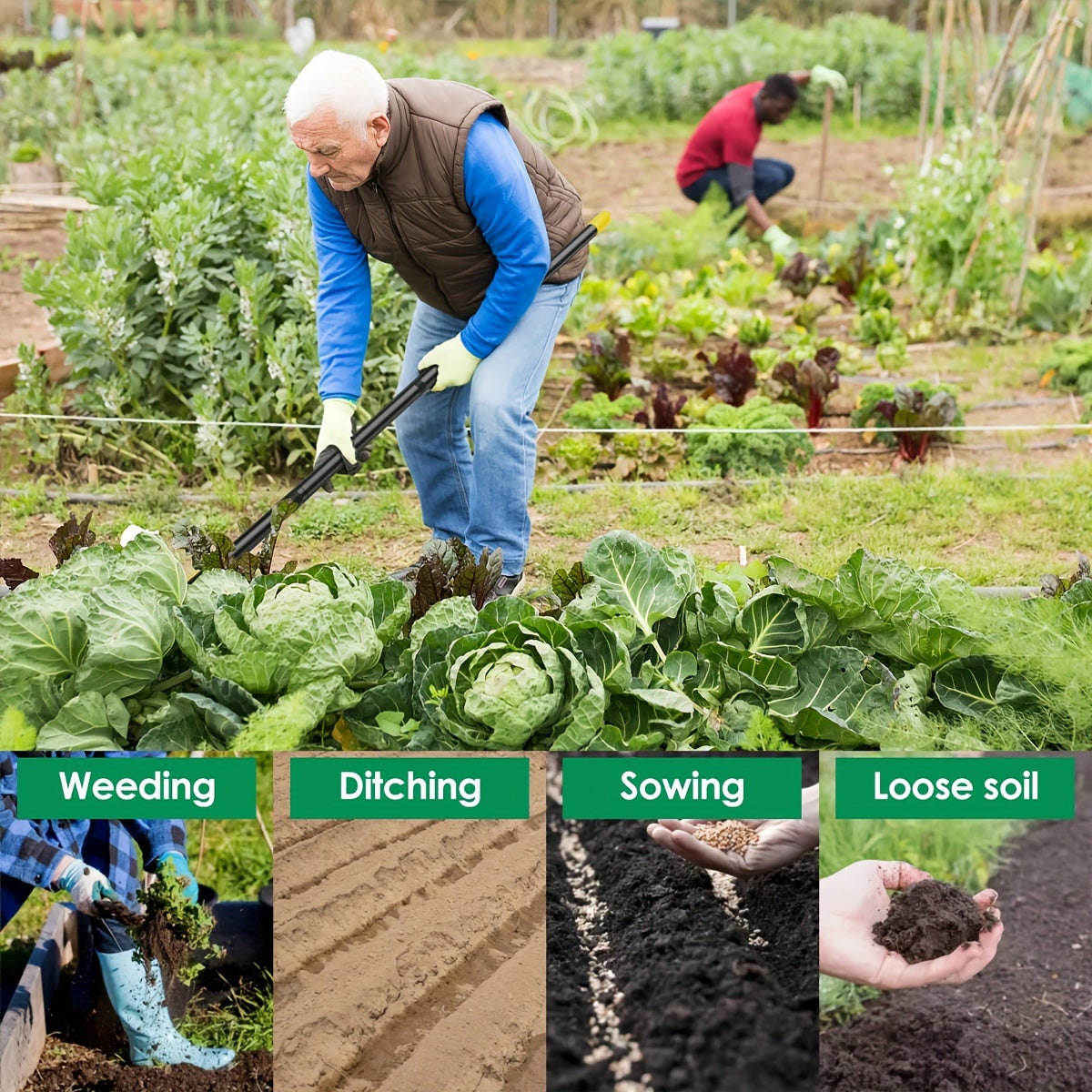 Roestvrijstalen Ergonomisch Tuinwerktuig met Driehoekige Kop – Voor Onkruid en Grond