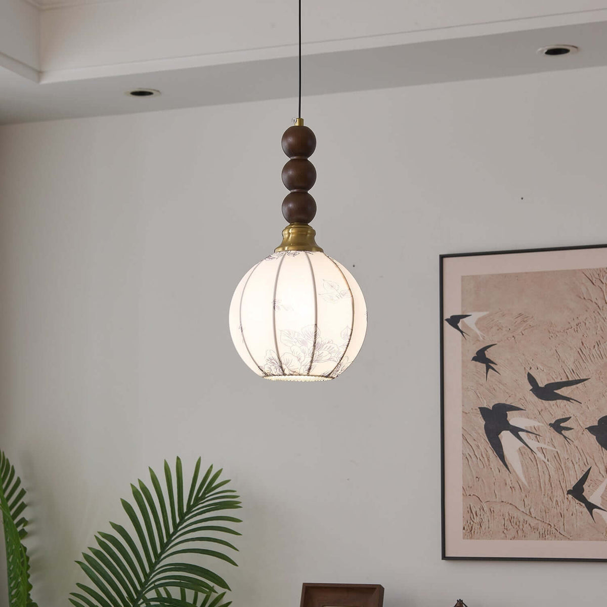 Hanglamp met Glas - Hout & Metaal
