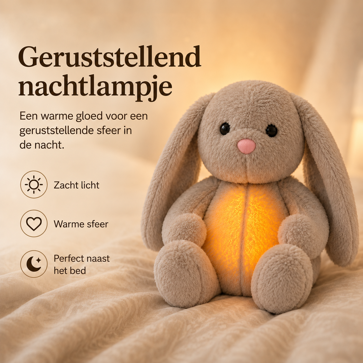 Rustgevende Knuffel met Ademhaling & Nachtlampje - Kalmerend