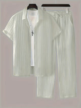 Heren Tweedelige Set | Gestreept Overhemd & Trekkoord Broek | Casual & Comfortabel