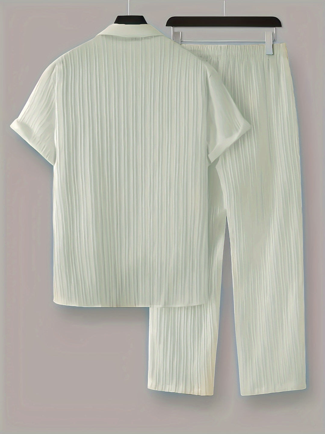 Heren Tweedelige Set | Gestreept Overhemd & Trekkoord Broek | Casual & Comfortabel