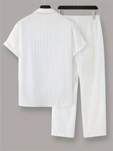 Heren Tweedelige Set | Gestreept Overhemd & Trekkoord Broek | Casual & Comfortabel