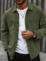 Heren Corduroy Overhemd Jas | Casual & Trendy | Knoopsluiting & Borstzakken