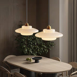Mid-Century Witte Glazen Hanglamp – Verstelbare Messing Hanglamp