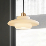 Mid-Century Witte Glazen Hanglamp – Verstelbare Messing Hanglamp