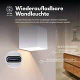 Draadloze Wandlamp voor binnen en buiten | LED Wandlamp met Accu en Sensor in zwart en wit