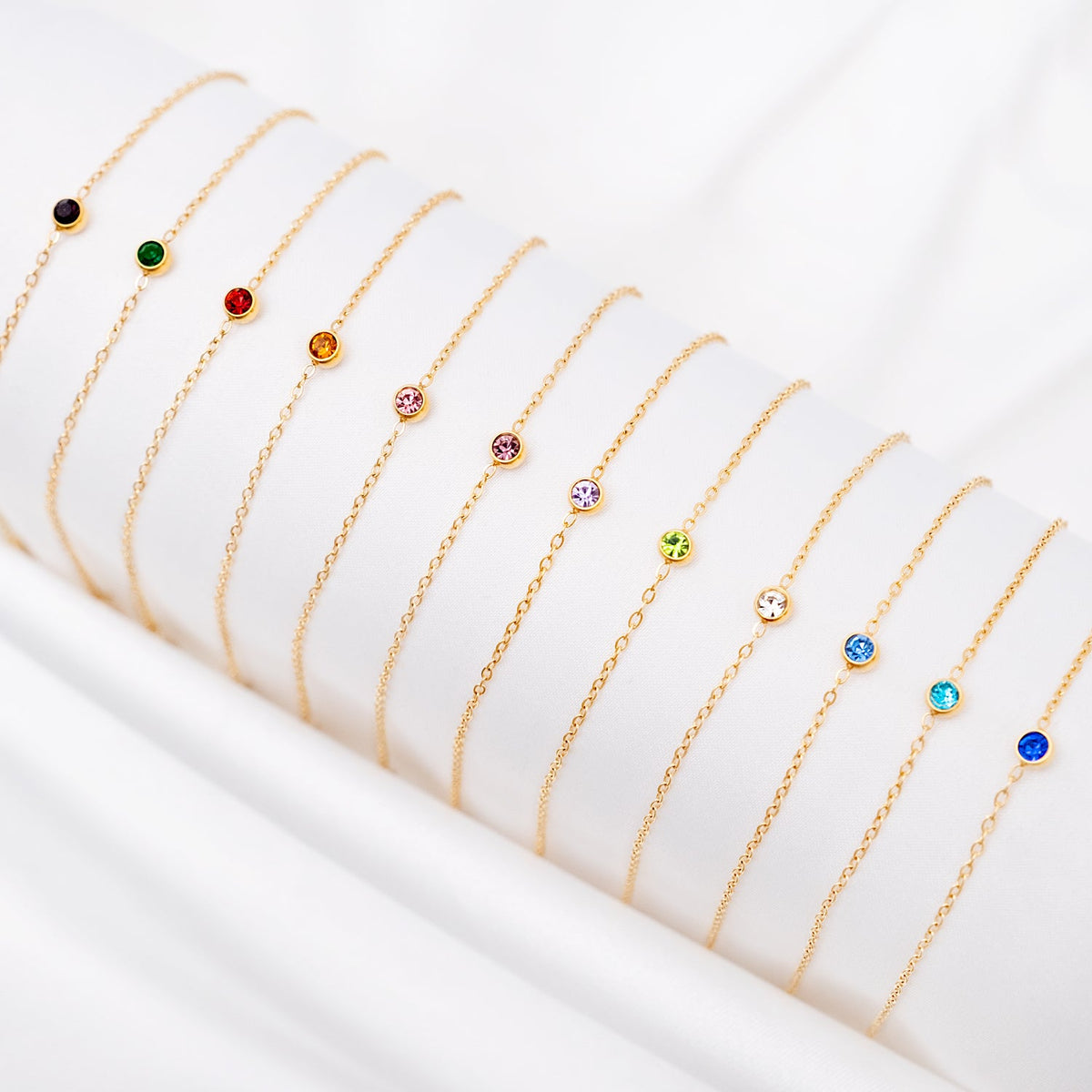 Ronde Edelsteen-Geboortesteen-Armband