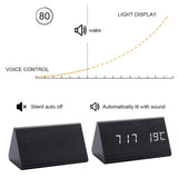 Wekker - Houtlook LED Display - Spraakbesturing & Temperatuur
