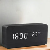 Wekker - Houtlook LED Display - Spraakbesturing & Temperatuur