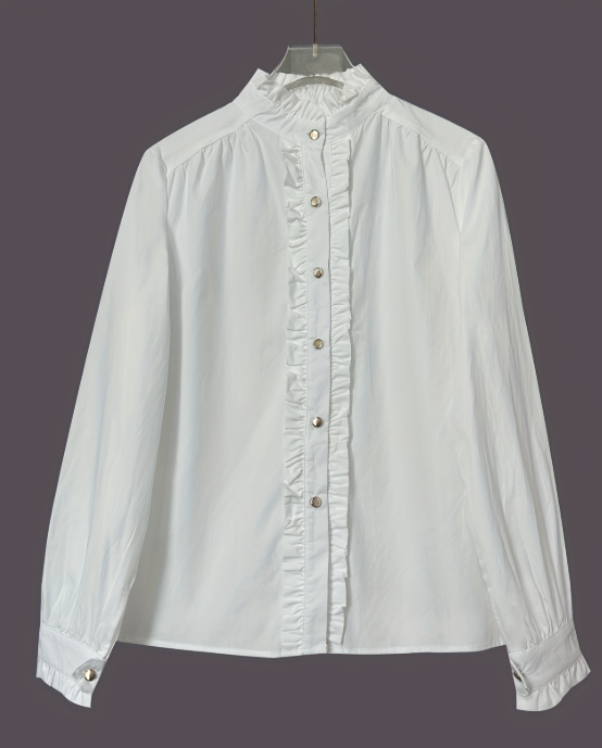 Chique Witte Damesblouse met Gouden Knopen – Isalie
