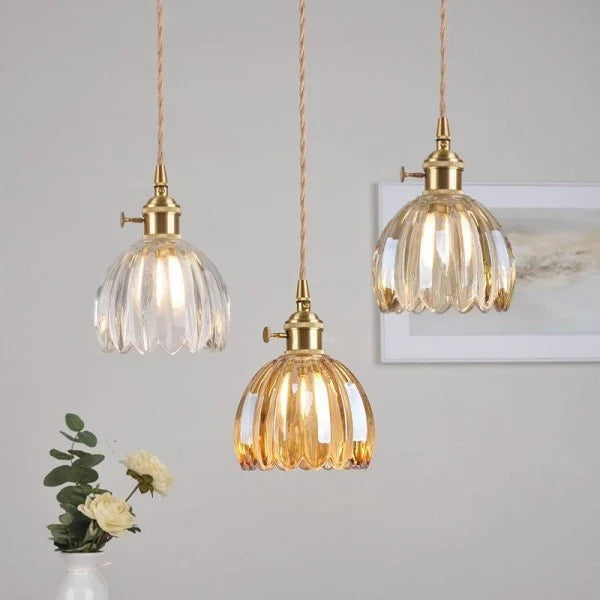 Japanse Retro Glazen Bloem Hanglamp | Elegante Bloemvormige Hanglamp Glas | Warme Sfeerverlichting | Hoogwaardige Materialen | Moderne en Retro Stijlcombinatie | Interieur Design Eyecatcher | Eenvoudige Installatie