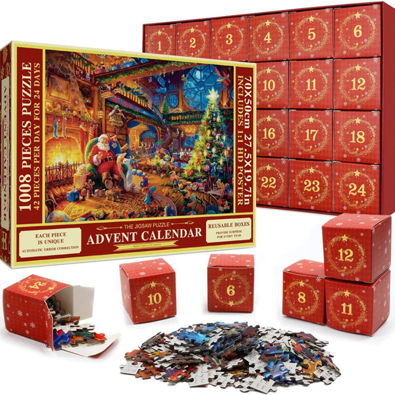 Kerstpuzzel Adventskalender - 24 Dagen Aftellen