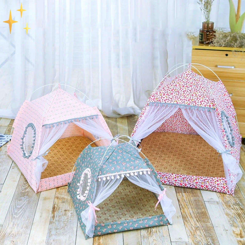 Schattige huisdier tent met gordijnen - PetTent