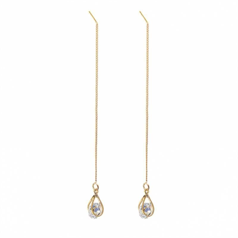 Lange Druppel-Strass-Oorbellen – Isalyn
