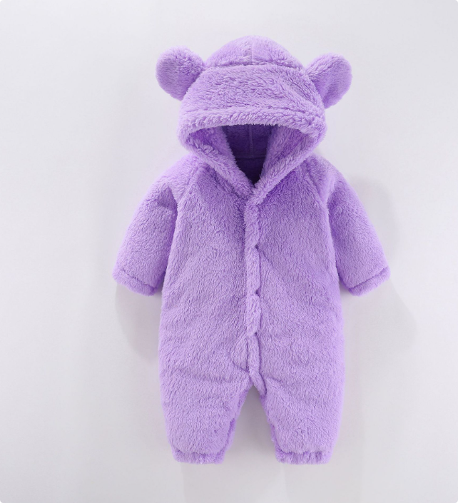 Knusse Baby Fleece Romper met Capuchon