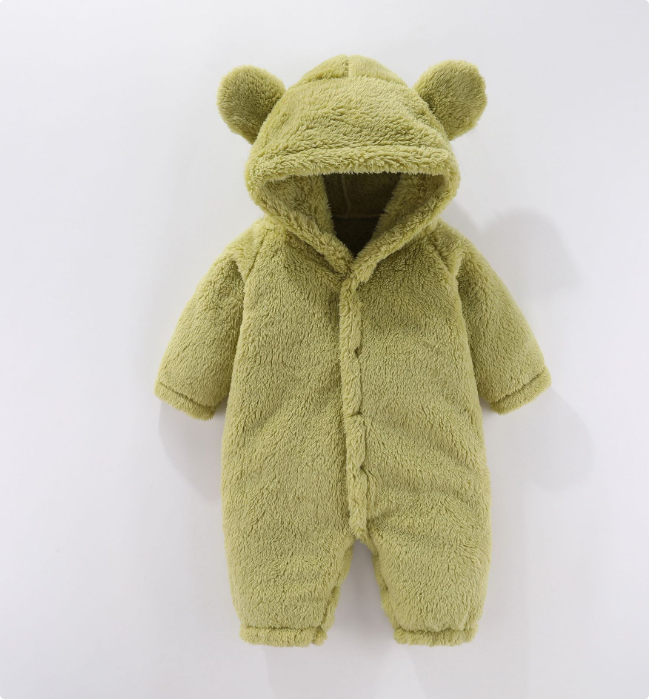 Knusse Baby Fleece Romper met Capuchon