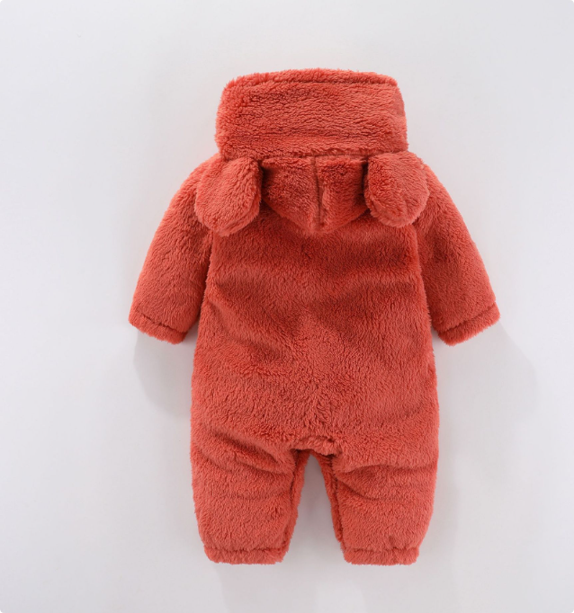 Knusse Baby Fleece Romper met Capuchon