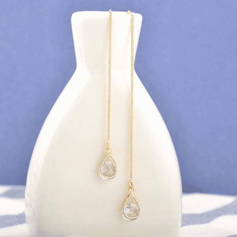 Lange Druppel-Strass-Oorbellen – Isalyn
