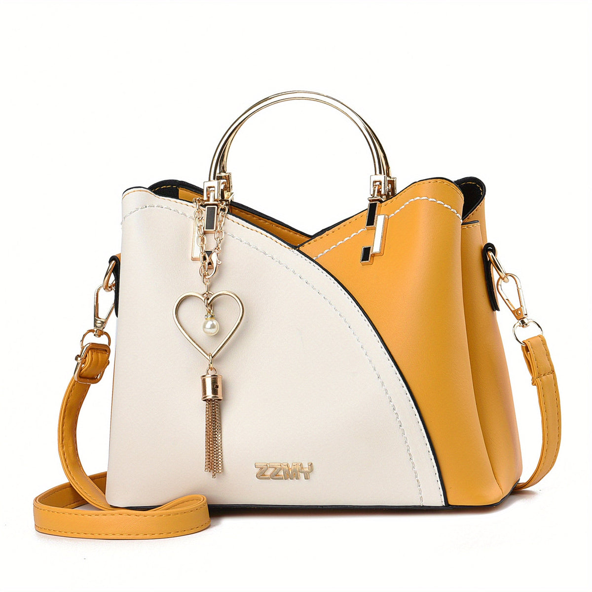 Luxe Leren Handtas – Stijlvol | Kleurblokontwerp